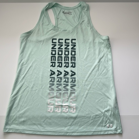 Under Armour Loose-Fit Women's Mint Green Ombre Logo Racerback Tank Top, Large - Picture 1 of 7